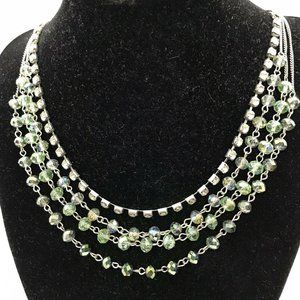 ALI-KHAN NEW YORK SILVER TONE MULTI CHAIN FACETED